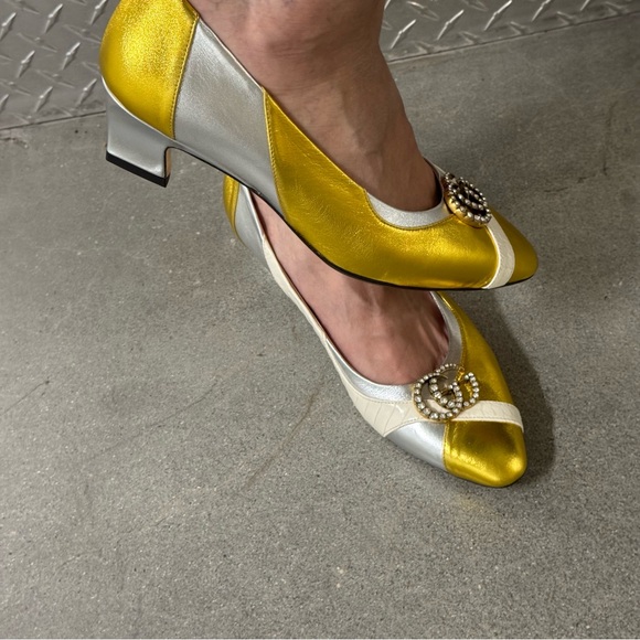 💎$1200 GUCCI CRYSTAL GG WAXEL HEELS - Picture 13 of 14